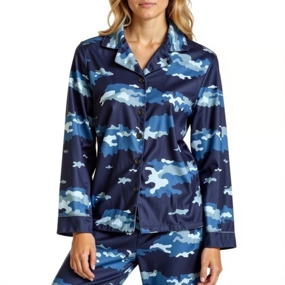 Nautica Navy Blue Long Sleeve Sleep Shirt Size 12 - Picture 2 of 10